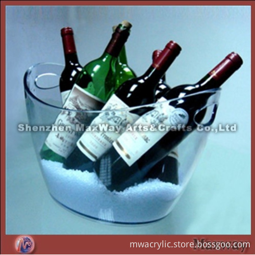 White elegant polished acrylic ice bucket with logo